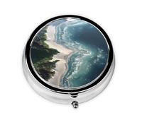 Coastline Print Personalised Portable Pillbox with,Mini Pillbox Compact and Convenient Pill Organiser for Storing and Organising Pills