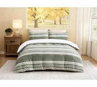 Coastline Stripe Snuggle Fleece Duvet Cover Set,Ultra soft Warm Cozy Fleece Duvet Cover Set with Pillowcase Bedding Collections(Green,Superking)