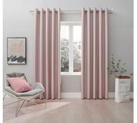 Coastline Textured Veiny Woven Thermal Blackout Eyelet Curtains Blush 46x54