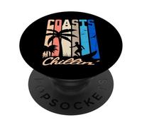 Coasts Chillin' - Coastal Sunrise Surf Retro Vibes PopSockets Adhesive PopGrip