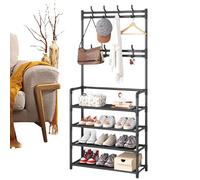 Coat And Shoe Rack Combo | Entryway Coat Rack With Hooks, Coat Stand, Floor-standing Dormitory Hanger For Items Storage Rack For Living Room, Bedroom