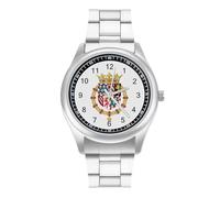 Coat Arms of Dukes of Burgundy Crowned Fashion Quartz Wrist Watch Stainless Steel Wristwatches with Arabic Numerals for Men Women