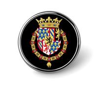 Coat Arms of Dukes of Burgundy Crowned Round Brooch Pin Lapel Pins Tie Suit Dress Accessories for Men Women Wedding Birthday