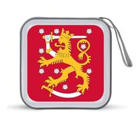 Coat Arms of Finland CD Holder Case 40 Capacity Plastic DVD Wallet Zippered Storage Sleeves Hard Box