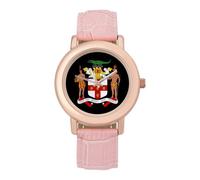 Coat Arms of Jamaica Women's Wrist Watch Easy Reader with Leather Strap Analog Display Wonderful Ladies Gifts