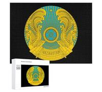 Coat Arms of Kazakhstan Wooden Jigsaw Puzzles for Adults Challenge Intelligent Puzzle Letter on Back Picture Home Decor
