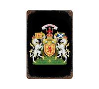 Coat Arms of Kingdom of Scotland Decorative Signs Metal Art Plaques with Rust Vintage Vertical Tin Plate for Home Farm Yard 11.8"x7.9"
