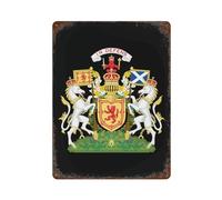 Coat Arms of Kingdom of Scotland Decorative Signs Metal Art Plaques with Rust Vintage Vertical Tin Plate for Home Farm Yard 15.7"x11.8"