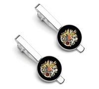 Coat Arms of The Princes of Wales Casual Tie Clips for Men 1 Pair Classic Tie Bars Suit Jewelry Gift for Father Husband Boyfriend 5.5x2.2cm