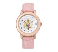 Coat Arms of The Princes of Wales Elegant Watches for Women Pink Leather Strap Watch Wrists Ladies Gift