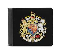 Coat Arms of The Princes of Wales Leather Bifold Wallet for Men Slim Card Cases with 6 Slot Minimalist Purse Coin Clip