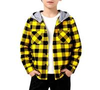 Coat for Little Boys Hoodies Autumn Fashion Button Up Shirts Long Sleeves Cute Lightweight Jackets Coats Boy Coat Winter Fleece Jacket (Yellow, 11-12 Years)