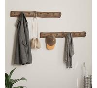 Coat Hanger Solid Reclaimed Wood Brown 50x8x12cm Rustic Wall-Mounted Indoor Slim