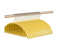 Coat Hangers Impregnated Semi-round Coat Hanger Seamless Storage Thick Clothes Brace Non-slip Stainless Steel Clothes Hanging Adult(Yellow,10Pcs)