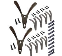 Coat Hook Black Wall Hooks Heavy Duty Metal Double Prong Hooks for Hanging Bathroom Towels Backpack Keys Cap Wall Mount Modern Decor Horn Hook 10 Pack with Screws, Gun-Grey