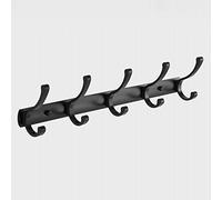Coat hook Coat rack 4/5/6 hooks Wall-mounted Space aluminum Solid hanger Storage organizer home bedroom bathroom kitchen Industrial style Heavy duty Clothes holder black 2 installation methods
