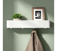 Mai & Mai Wall Mounted Coat Rack with Shelf, 80cm 8 Hidden Hooks, No Drill | Space-Saving Wall Storage, Entryway Coat Hanger for Hallway, Bedroom & Bathroom, Sand White, Reglo-05