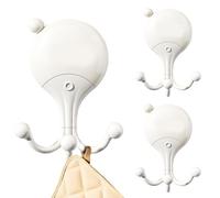 Coat Hooks - 3 Pieces Octopus Shape, Self Adhesive No-Drill Hangers | 3.9x2.7 Inches | 3-Piece Octopus Adhesive Wall Hooks | No-Drill ABS Hangers, Multifunctional Rack For Bathroom, Kitchen