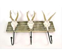 Coat Hooks Deer Skull Mounted Trophy design Horn Antler wall hanging triple hooks Resin