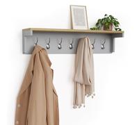 VonHaus Coat Hooks Wall Mounted, Grey Coat Rack with Shelf, Ash Hall