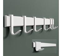 Coat Hooks Wall Mounted, Sliding Hooks Coat Rack, Drill/No Drill, Rust Resistan