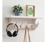Coat Hooks with Shelf - Wooden Storage Solution for Coats, Hats, Keys & Accessories - Ideal for Entryway, Bathroom, Living Room & Bedroom Decor