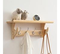 Coat Hooks with Shelf - Wooden Storage Solution for Coats, Hats, Keys & Accessories - Ideal for Entryway, Bathroom, Living Room & Bedroom Decor