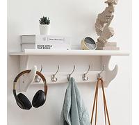 Coat Hooks with Shelf - Wooden Storage Solution for Coats, Hats, Keys & Accessories - Ideal for Entryway, Bathroom, Living Room & Bedroom Decor