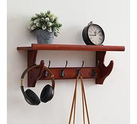 Coat Hooks with Shelf - Wooden Storage Solution for Coats, Hats, Keys & Accessories - Ideal for Entryway, Bathroom, Living Room & Bedroom Decor