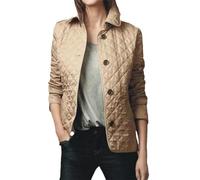 Coat Jacket Top Women's Lapel Autumn And Winter Classic Plaid Coat Single Breasted Clothing Cotton Full Sleeves