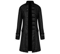 Coat Men's Steampunk Gothic Jacket Vintage Medieval Victorian Frock Coat Halloween Party Jacket Uniform Vampire Pirate Costume Single Breasted Trench Coat Winter Overcoat UK Size