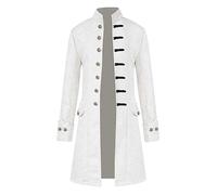 Coat Men's Steampunk Gothic Jacket Vintage Medieval Victorian Frock Coat Halloween Party Jacket Uniform Vampire Pirate Costume Single Breasted Trench Coat Winter Overcoat UK Size