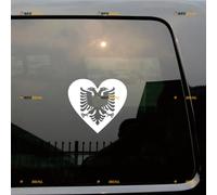 Coat of Arms Love Albania Sticker Decal Vinyl Double-Headed Eagle Heart - 2 Pack White 15.2cm - for Car Boat Laptop Cup No Background Die-Cut