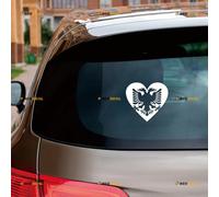 Coat of Arms of Albania Double-Headed Eagle Sticker Decal Vinyl Heart Love - 2 Pack White 12.7cm - for Car Boat Laptop Cup No Background Die-Cut