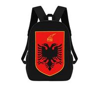 Coat of Arms of Albania Printed 17 Inch Daypack Unisex Shoulder Backpacks Travel Laptop Backpack for Women Men