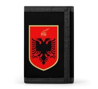 Coat of Arms of Albanian Flag Funny Trifold Wallet RFID Blocking Front Pocket Wallets with ID Window Gifts for Men Women