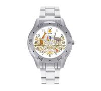 Coat of Arms of Australia Men's Business Watch Fashion Stainless Steel Wristwatches Custom Easy Read Watches for Women