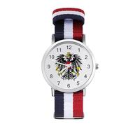 Coat of Arms of Austria Vienna Ea-gles Custom Quartz Watches Arabic Numerals Wrist Watch with Adjustable Strap for Men Women