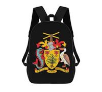 Coat of Arms of Barbados Printed 17 Inch Daypack Unisex Shoulder Backpacks Travel Laptop Backpack for Women Men