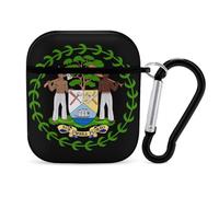 Coat of Arms of Belize Compatible with Airpod 1/2 Case PC Scratch-Resistant Drop-Proof Protective Cover with Keychain Black-style