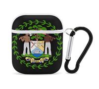 Coat of Arms of Belize Compatible with Airpod 1/2 Case PC Scratch-Resistant Drop-Proof Protective Cover with Keychain White-style
