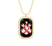 Coat of Arms of Benjamin Franklin Personalized Necklace Print Pattern Pendant With Chain Gifts For Women Men Golden-style-29