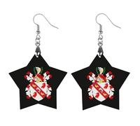 Coat of Arms of Benjamin Franklin Round Wooden Earrings Boho Drop Pendant Fashion Gifts for Women