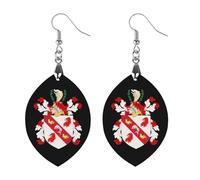 Coat of Arms of Benjamin Franklin Round Wooden Earrings Boho Drop Pendant Fashion Gifts for Women