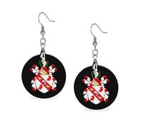 Coat of Arms of Benjamin Franklin Round Wooden Earrings Boho Drop Pendant Fashion Gifts for Women