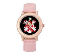 Coat of Arms of Benjamin Franklin Women's Wrist Watch Fashion Wristwatches with Pink Strap Gifts for Women Mother Wife Birthday