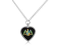 Coat of Arms of Dominica Urn Necklace for Ashes Pet Dog Cat Cremation Jewellery Alloy Memorial Keepsake Pendant