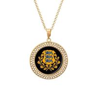 Coat of Arms of Estonia Novelty Pendant Necklace Fashion Diamond Jewelry for Women Men Silver Gold