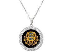 Coat of Arms of Estonia Novelty Pendant Necklace Fashion Diamond Jewelry for Women Men Silver Gold
