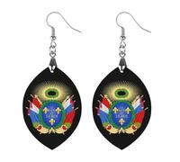 Coat of Arms of France Round Wooden Earrings Boho Drop Pendant Fashion Gifts for Women